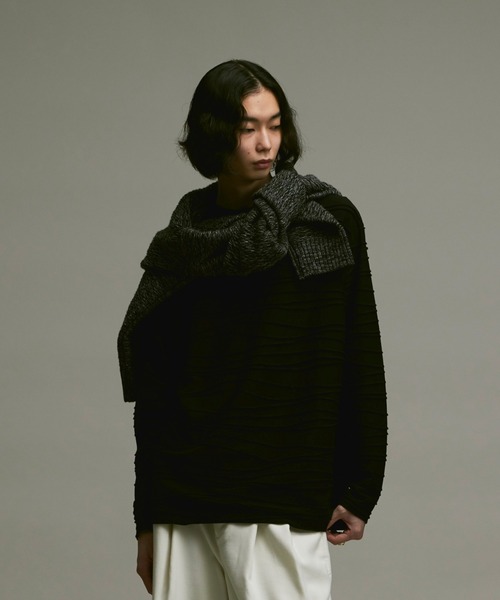 soerte(ソエルテ)の「Loose jacquard long sleeve Tee/ルーズジャガードロングスリーブT(Tシャツ/カットソー・メンズ・チャコールグレー/ホワイト/ブラック・1/3/2)」の18枚目の写真