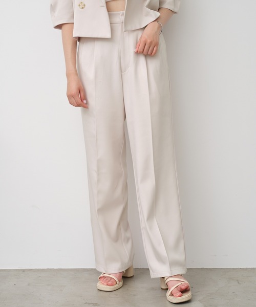 one after another NICE CLAUP（ワンアフターアナザーナイスクラップ）の「ワンポイント刺繍スラックス/セットアップアイテムあり（スラックス・レディース・アイボリー/ベージュ/ブラック/杢グレー・SMALL/MEDIUM）」の2枚目の写真