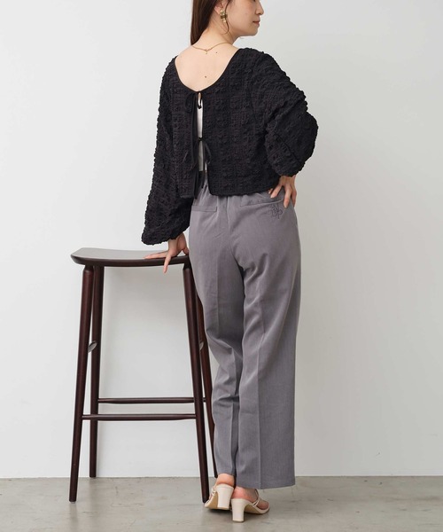 one after another NICE CLAUP（ワンアフターアナザーナイスクラップ）の「ワンポイント刺繍スラックス/セットアップアイテムあり（スラックス・レディース・アイボリー/ベージュ/ブラック/杢グレー・SMALL/MEDIUM）」の8枚目の写真