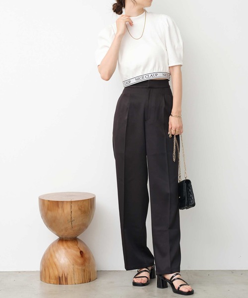 one after another NICE CLAUP（ワンアフターアナザーナイスクラップ）の「ワンポイント刺繍スラックス/セットアップアイテムあり（スラックス・レディース・アイボリー/ベージュ/ブラック/杢グレー・SMALL/MEDIUM）」の11枚目の写真