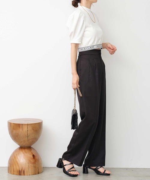 one after another NICE CLAUP（ワンアフターアナザーナイスクラップ）の「ワンポイント刺繍スラックス/セットアップアイテムあり（スラックス・レディース・アイボリー/ベージュ/ブラック/杢グレー・SMALL/MEDIUM）」の12枚目の写真