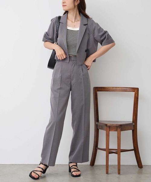 one after another NICE CLAUP（ワンアフターアナザーナイスクラップ）の「ワンポイント刺繍スラックス/セットアップアイテムあり（スラックス・レディース・アイボリー/ベージュ/ブラック/杢グレー・SMALL/MEDIUM）」の13枚目の写真