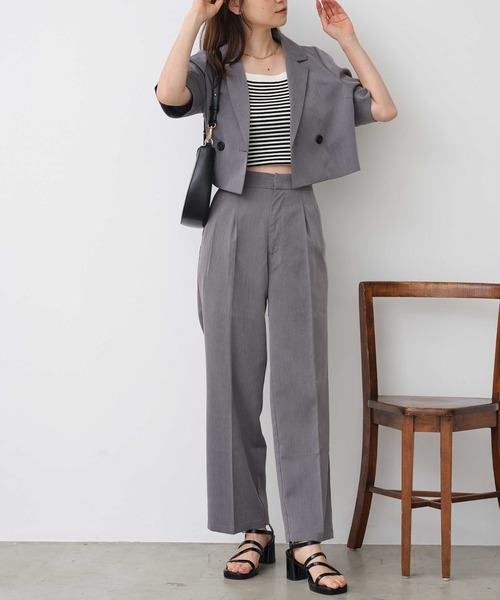 one after another NICE CLAUP（ワンアフターアナザーナイスクラップ）の「ワンポイント刺繍スラックス/セットアップアイテムあり（スラックス・レディース・アイボリー/ベージュ/ブラック/杢グレー・SMALL/MEDIUM）」の15枚目の写真