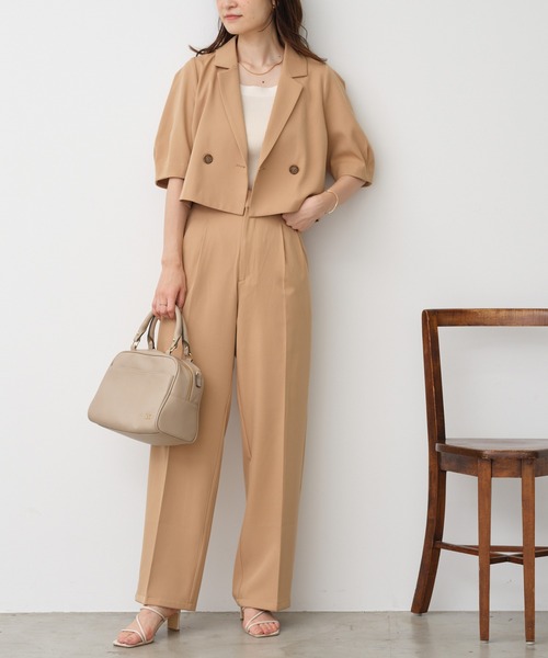 one after another NICE CLAUP（ワンアフターアナザーナイスクラップ）の「ワンポイント刺繍スラックス/セットアップアイテムあり（スラックス・レディース・アイボリー/ベージュ/ブラック/杢グレー・SMALL/MEDIUM）」の22枚目の写真