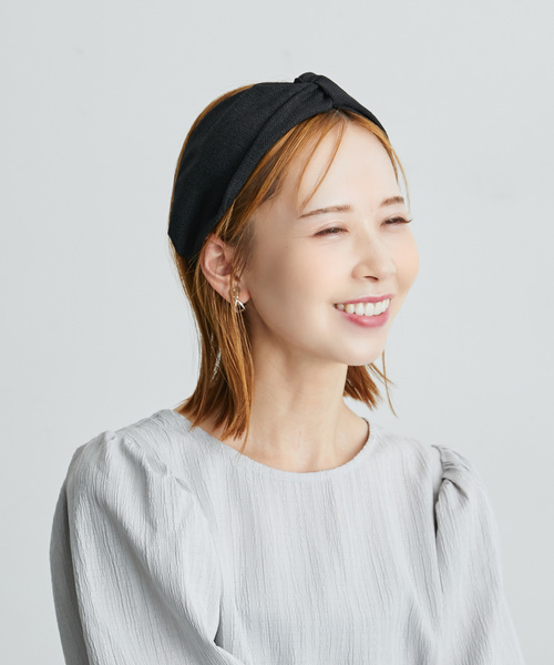 ROPE' PICNIC（ロペピクニック）の「リネンライクヘアターバン（ヘアバンド・レディース・ブラウン/ベージュ系その他/ブラック・FREE）」の2枚目の写真