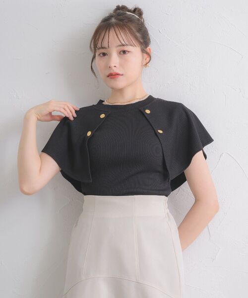 ems excite(エムズエキサイト)の「デカ襟釦CT(Tシャツ/カットソー・レディース・ブラック/ナチュラル/ピンク・FREE)」の10枚目の写真