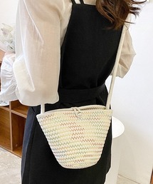 ロープ編み・パール付き ミニバケツバッグ