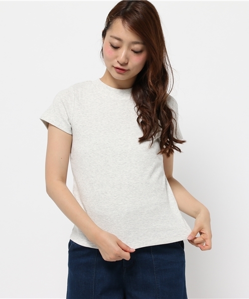 mystic（ミスティック）の「スパンテレコシンプルTシャツ（Tシャツ/カットソー・レディース・オフホワイト/ベージュ/ブラック/カーキ・ﾌﾘ-）」の3枚目の写真