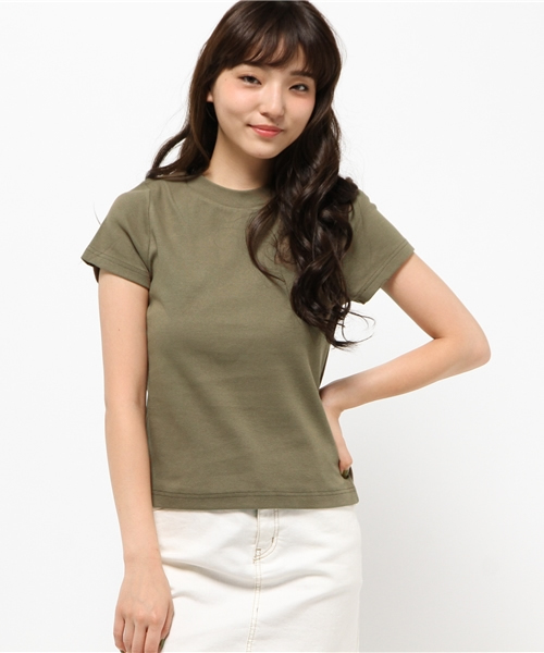 mystic（ミスティック）の「スパンテレコシンプルTシャツ（Tシャツ/カットソー・レディース・オフホワイト/ベージュ/ブラック/カーキ・ﾌﾘ-）」の4枚目の写真