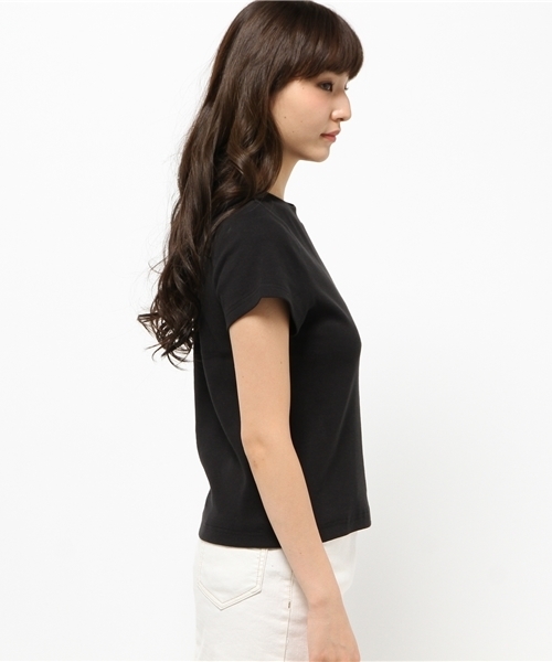 mystic（ミスティック）の「スパンテレコシンプルTシャツ（Tシャツ/カットソー・レディース・オフホワイト/ベージュ/ブラック/カーキ・ﾌﾘ-）」の6枚目の写真