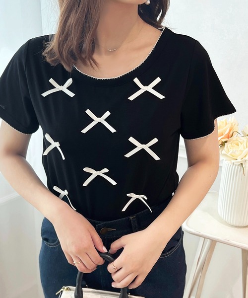 apres jour(アプレジュール)の「リボンデザインTシャツ【ZOZOTOWN限定アイテム】(Tシャツ/カットソー・レディース・ライトピンク/ブラック/オフホワイト・フリー/X-LARGE)」の10枚目の写真