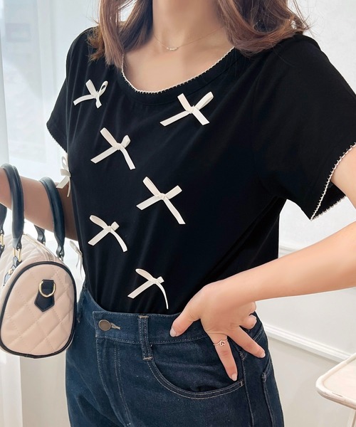 apres jour(アプレジュール)の「リボンデザインTシャツ【ZOZOTOWN限定アイテム】(Tシャツ/カットソー・レディース・ライトピンク/ブラック/オフホワイト・フリー/X-LARGE)」の11枚目の写真