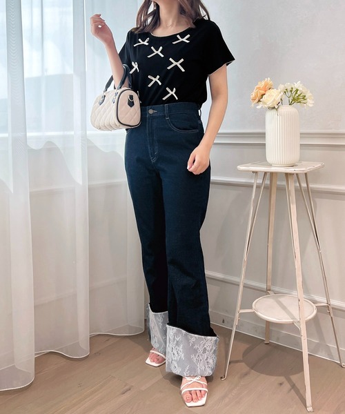 apres jour(アプレジュール)の「リボンデザインTシャツ【ZOZOTOWN限定アイテム】(Tシャツ/カットソー・レディース・ライトピンク/ブラック/オフホワイト・フリー/X-LARGE)」の15枚目の写真