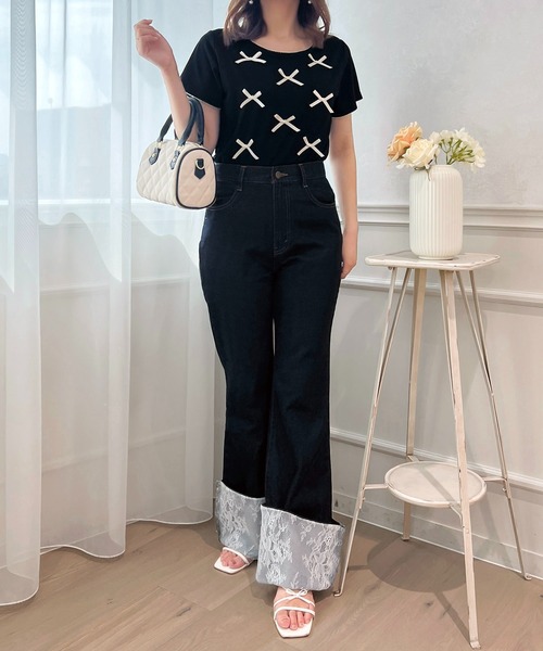 apres jour(アプレジュール)の「リボンデザインTシャツ【ZOZOTOWN限定アイテム】(Tシャツ/カットソー・レディース・ライトピンク/ブラック/オフホワイト・フリー/X-LARGE)」の16枚目の写真