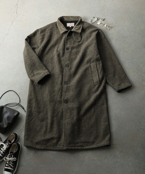 JUGLANS(ユグランス)の「Revo. ウールツィードチェックロングコート(その他アウター・メンズ・ブラウン/カーキ・L/M)」の1枚目の写真
