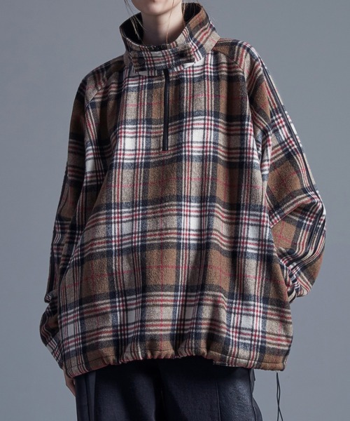 Loose/ルース（ルース）の「ハーフジップ フリーストラックジャケット/スウェット（スウェット・メンズ・オフホワイト/パープル/ブルーグリーン/グレー/ブラック/ホワイト系/グレー系/ブラック系/ベージュ系/ホワイト/ダークグレー/オリーブ/ワインレッド・L/M/XS/S）」の9枚目の写真