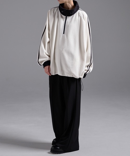 Loose/ルース（ルース）の「ハーフジップ フリーストラックジャケット/スウェット（スウェット・メンズ・オフホワイト/パープル/ブルーグリーン/グレー/ブラック/ホワイト系/グレー系/ブラック系/ベージュ系/ホワイト/ダークグレー/オリーブ/ワインレッド・L/M/XS/S）」の18枚目の写真