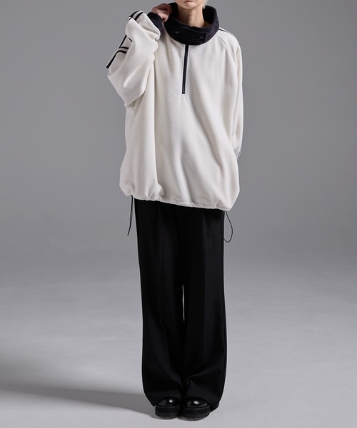 Loose/ルース（ルース）の「ハーフジップ フリーストラックジャケット/スウェット（スウェット・メンズ・オフホワイト/パープル/ブルーグリーン/グレー/ブラック/ホワイト系/グレー系/ブラック系/ベージュ系/ホワイト/ダークグレー/オリーブ/ワインレッド・L/M/XS/S）」の19枚目の写真