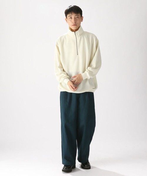 国内配送★Father&Sons★ファネル ネック ハーフジップニット Father&Sons】メタルロゴ ハーフジップ ファネルネックニット