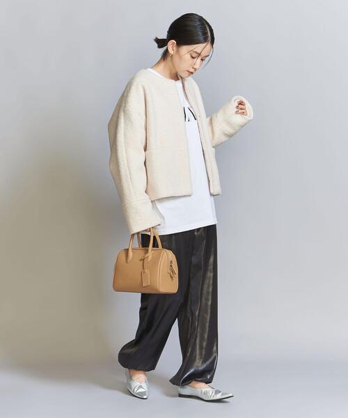 ビューティアンドユースユナイテッドアローズ／ノーカラーショートコート ベージュ BEAUTY&YOUTH UNITED ARROWS - ビューティー＆ユースユナイテッド