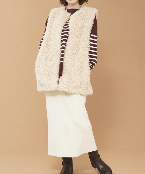 abahouse mavie（アバハウスマヴィ）の「ポリエステルロングナロースカート（スカート・レディース・ホワイト/ブラック/ダークオレンジ・フリー）」の4枚目の写真