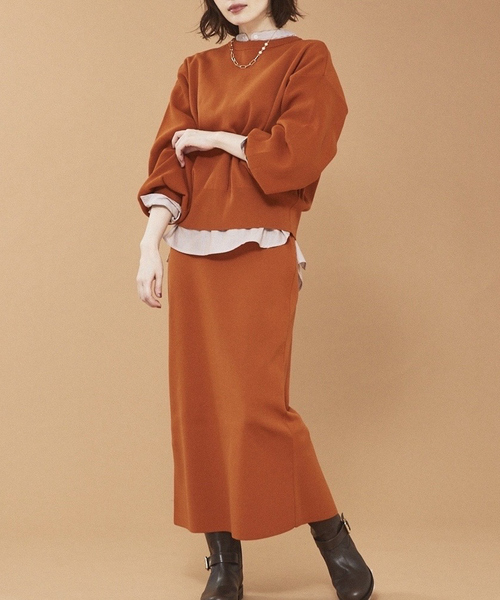 abahouse mavie（アバハウスマヴィ）の「ポリエステルロングナロースカート（スカート・レディース・ホワイト/ブラック/ダークオレンジ・フリー）」の9枚目の写真