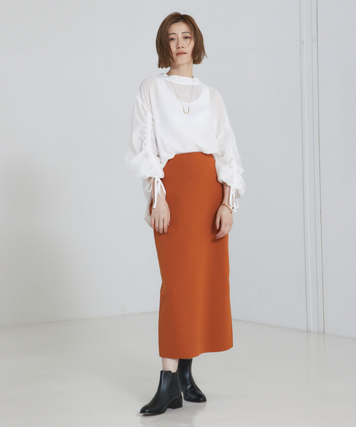 abahouse mavie（アバハウスマヴィ）の「ポリエステルロングナロースカート（スカート・レディース・ホワイト/ブラック/ダークオレンジ・フリー）」の10枚目の写真