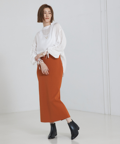 abahouse mavie（アバハウスマヴィ）の「ポリエステルロングナロースカート（スカート・レディース・ホワイト/ブラック/ダークオレンジ・フリー）」の11枚目の写真