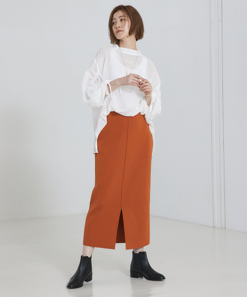 abahouse mavie（アバハウスマヴィ）の「ポリエステルロングナロースカート（スカート・レディース・ホワイト/ブラック/ダークオレンジ・フリー）」の12枚目の写真