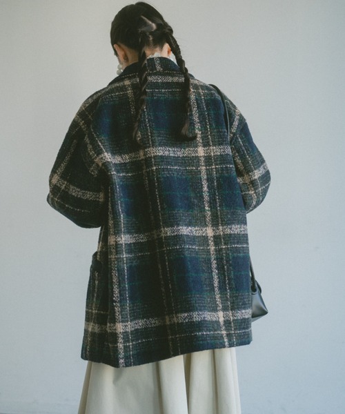 VANNIE U（ヴァニーユー）の「ツイードチェックジャケットコート（その他アウター・レディース・ネイビー/ブラウン・FREE）」の14枚目の写真