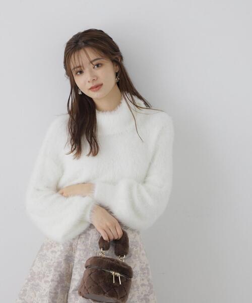 PROPORTION BODY DRESSING(プロポーションボディドレッシング)の「ロングフェザーショート丈プルオーバー / 1213270009(ニット/セーター・レディース・ホワイト/グレー/チャコールグレー・FREE)」の1枚目の写真