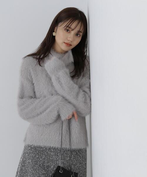 PROPORTION BODY DRESSING(プロポーションボディドレッシング)の「ロングフェザーショート丈プルオーバー / 1213270009(ニット/セーター・レディース・ホワイト/グレー/チャコールグレー・FREE)」の7枚目の写真