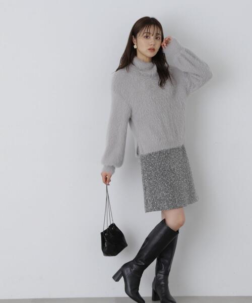 PROPORTION BODY DRESSING(プロポーションボディドレッシング)の「ロングフェザーショート丈プルオーバー / 1213270009(ニット/セーター・レディース・ホワイト/グレー/チャコールグレー・FREE)」の8枚目の写真