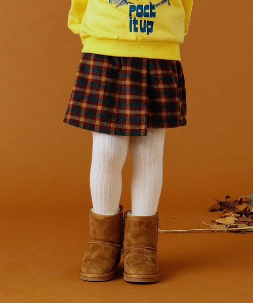 B:MING by BEAMS(ビーミングバイビームス)の「B:MING by BEAMS / チェック柄 ラップ キュロット パンツ(100~140cm)(その他パンツ・キッズ・ベージュ/ワインレッド・120/140/110/130/100)」の4枚目の写真
