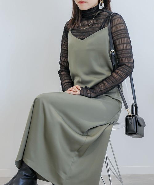aimoha(アイモハ)の「シワ感 シアートップ(Tシャツ/カットソー・レディース・ブラック/ベージュ・FREE)」の2枚目の写真