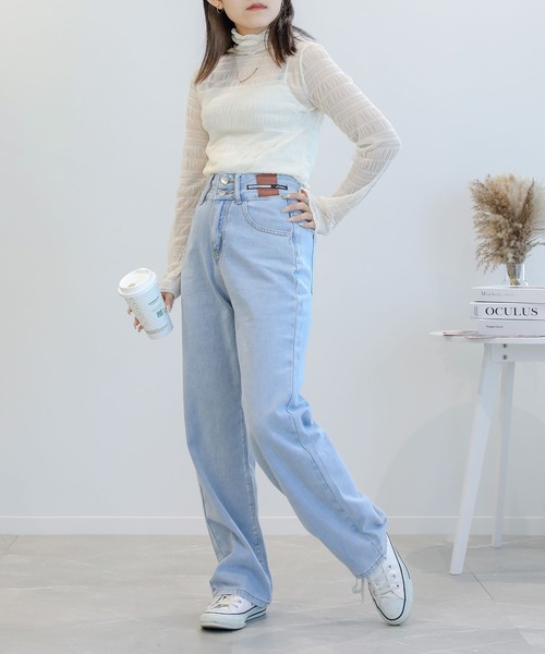 aimoha(アイモハ)の「シワ感 シアートップ(Tシャツ/カットソー・レディース・ブラック/ベージュ・FREE)」の9枚目の写真