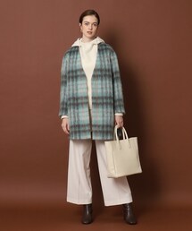 新品 ドレステリア シャギーチェックノーカラーコート 53900円 DRESSTERIOR（ドレステリア）の「◇【otonaMUSE12月号掲載】シャギー