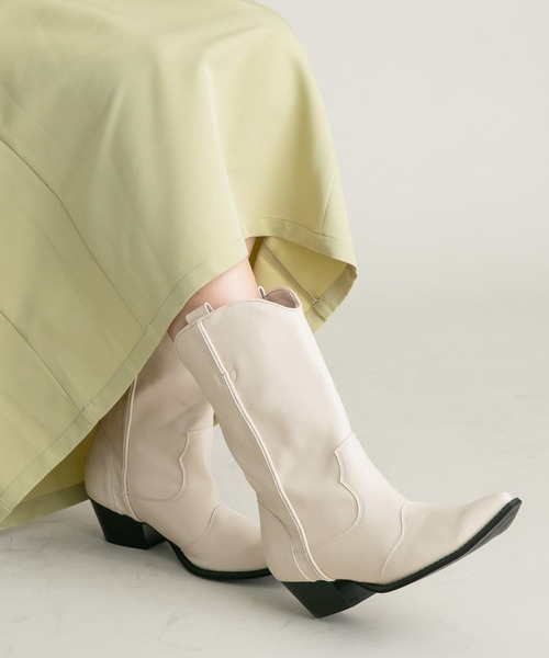 KBF（ケイビーエフ）の「ウエスタンブーツ（ブーツ・レディース・アイボリー/ブラック・36/37/38）」の9枚目の写真