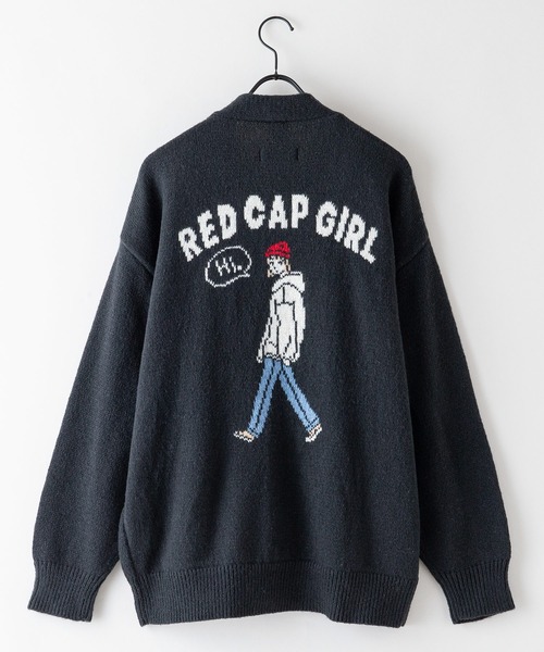 Red Cap Girl(レッドキャプガール)の「【UNIIT/ユニット】【RED CAP GIRL/レッドキャップガール】UNIIT × RED CAP GIRL バックイラスト ジャガードニット Vネック カーディガン ビッグシルエット(カーディガン/ボレロ・メンズ・ブルー/ブラック/アイボリー・MEDIUM/LARGE)」の5枚目の写真