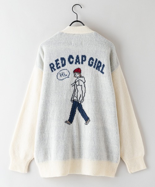 Red Cap Girl(レッドキャプガール)の「【UNIIT/ユニット】【RED CAP GIRL/レッドキャップガール】UNIIT × RED CAP GIRL バックイラスト ジャガードニット Vネック カーディガン ビッグシルエット(カーディガン/ボレロ・メンズ・ブルー/ブラック/アイボリー・MEDIUM/LARGE)」の7枚目の写真