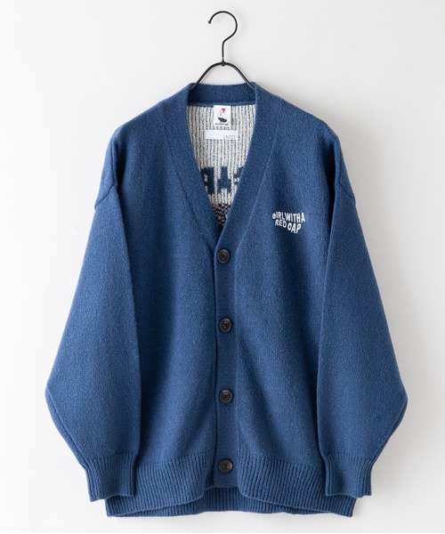 Red Cap Girl(レッドキャプガール)の「【UNIIT/ユニット】【RED CAP GIRL/レッドキャップガール】UNIIT × RED CAP GIRL バックイラスト ジャガードニット Vネック カーディガン ビッグシルエット(カーディガン/ボレロ・メンズ・ブルー/ブラック/アイボリー・MEDIUM/LARGE)」の13枚目の写真