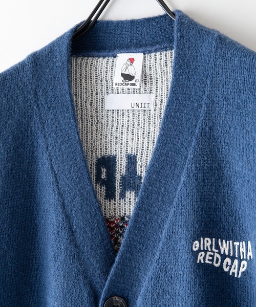 Red Cap Girl(レッドキャプガール)の「【UNIIT/ユニット】【RED CAP GIRL/レッドキャップガール】UNIIT × RED CAP GIRL バックイラスト ジャガードニット Vネック カーディガン ビッグシルエット(カーディガン/ボレロ・メンズ・ブルー/ブラック/アイボリー・MEDIUM/LARGE)」の14枚目の写真