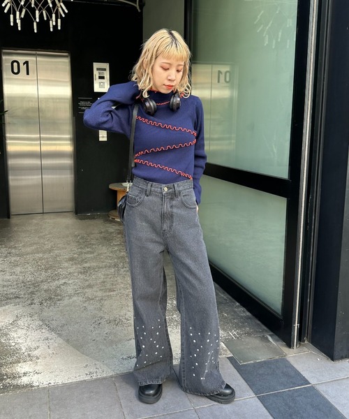 CIAOPANIC（チャオパニック）の「【非表示】アンチピリングハイネックメロウリブニット（ニット/セーター・レディース・ブラウン/ブラック/オフホワイト/ネイビー・FREE）」の17枚目の写真