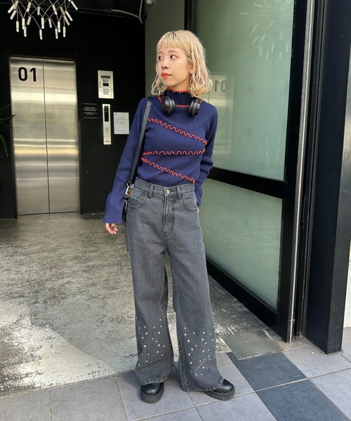 CIAOPANIC（チャオパニック）の「【非表示】アンチピリングハイネックメロウリブニット（ニット/セーター・レディース・ブラウン/ブラック/オフホワイト/ネイビー・FREE）」の8枚目の写真