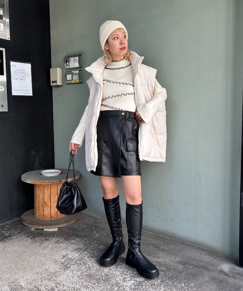 CIAOPANIC（チャオパニック）の「【非表示】アンチピリングハイネックメロウリブニット（ニット/セーター・レディース・ブラウン/ブラック/オフホワイト/ネイビー・FREE）」の5枚目の写真