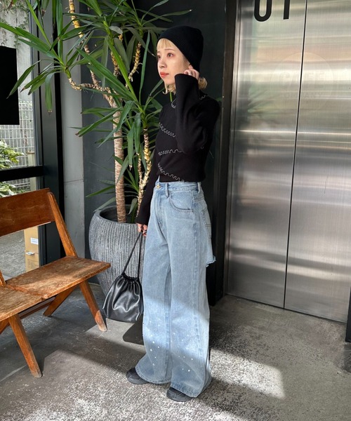 CIAOPANIC（チャオパニック）の「【非表示】アンチピリングハイネックメロウリブニット（ニット/セーター・レディース・ブラウン/ブラック/オフホワイト/ネイビー・FREE）」の14枚目の写真