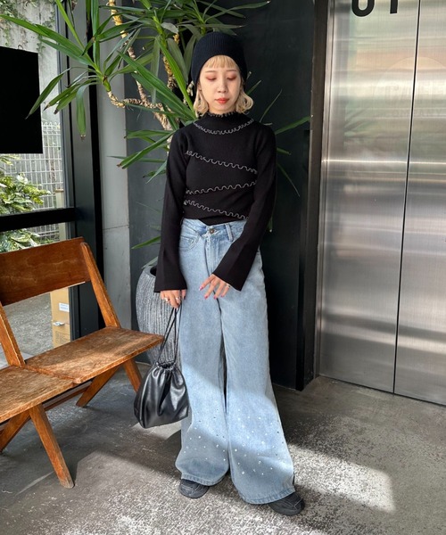 CIAOPANIC（チャオパニック）の「【非表示】アンチピリングハイネックメロウリブニット（ニット/セーター・レディース・ブラウン/ブラック/オフホワイト/ネイビー・FREE）」の13枚目の写真