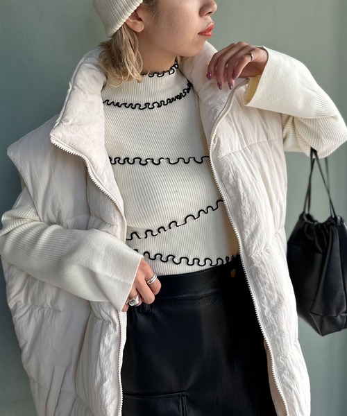 CIAOPANIC（チャオパニック）の「【非表示】アンチピリングハイネックメロウリブニット（ニット/セーター・レディース・ブラウン/ブラック/オフホワイト/ネイビー・FREE）」の9枚目の写真