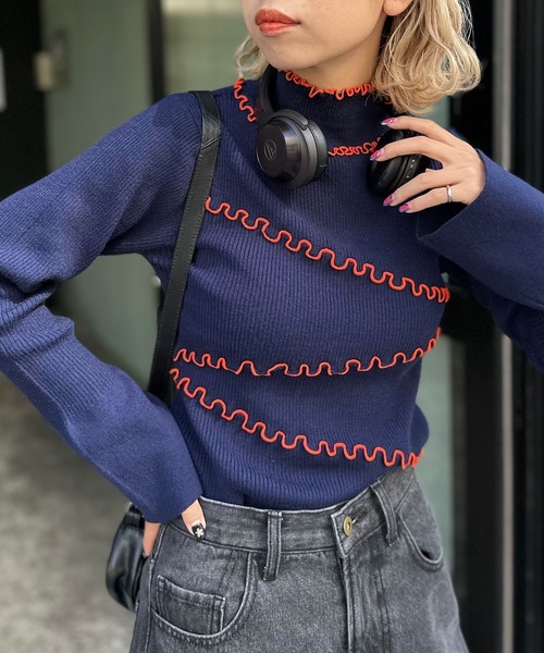 CIAOPANIC（チャオパニック）の「【非表示】アンチピリングハイネックメロウリブニット（ニット/セーター・レディース・ブラウン/ブラック/オフホワイト/ネイビー・FREE）」の16枚目の写真