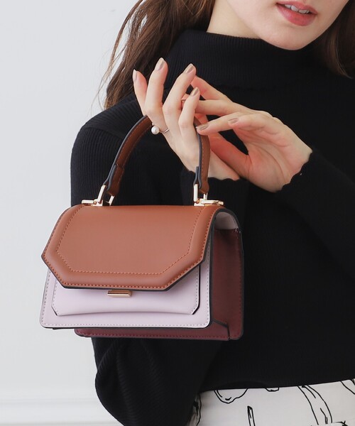 couture brooch（クチュールブローチ）の「◆配色ミニショルダーバッグ（ショルダーバッグ・レディース・キャメル/アイボリー/サックスブルー・00）」の5枚目の写真